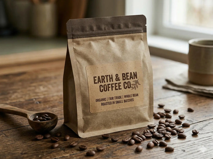 Custom brown kraft sticker sheets with multiple eco-friendly vintage illustrations printed on natural recycled paper.