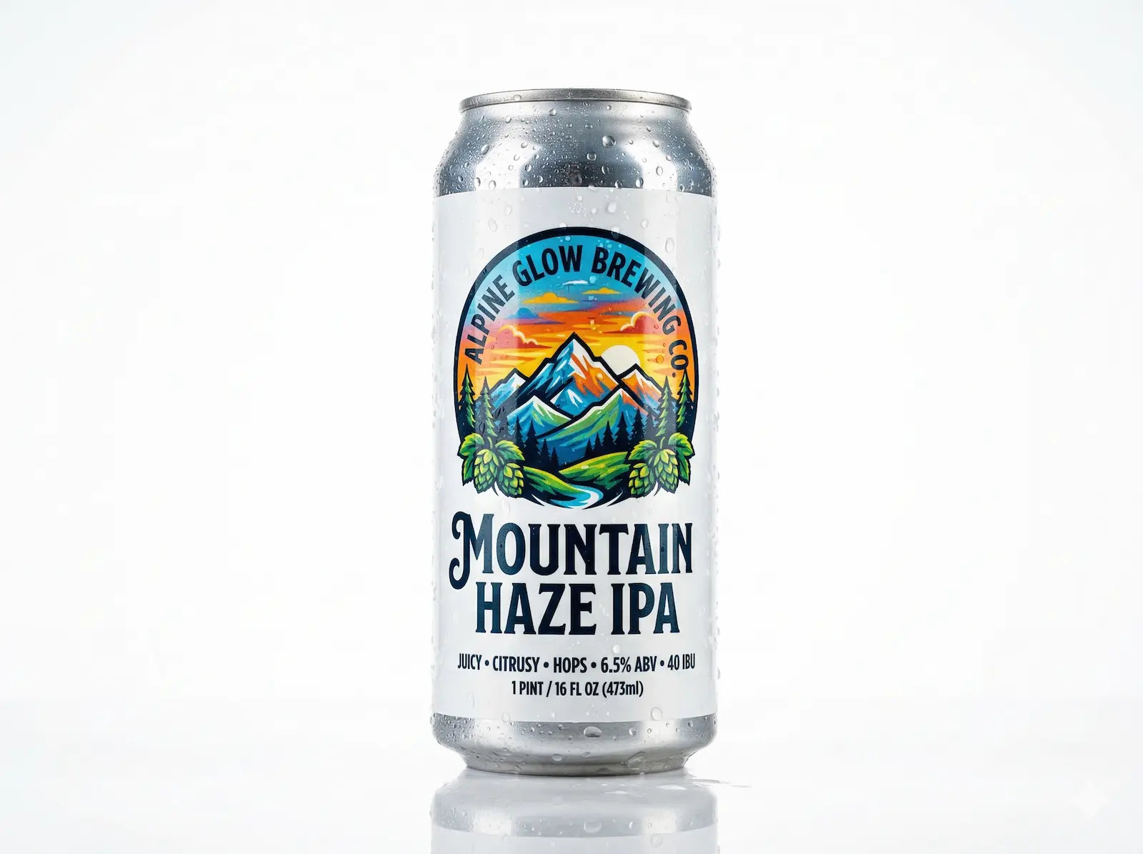 Custom white BOPP roll labels applied to a premium craft beer can, featuring vibrant full-color printing and 100% waterproof protection.
