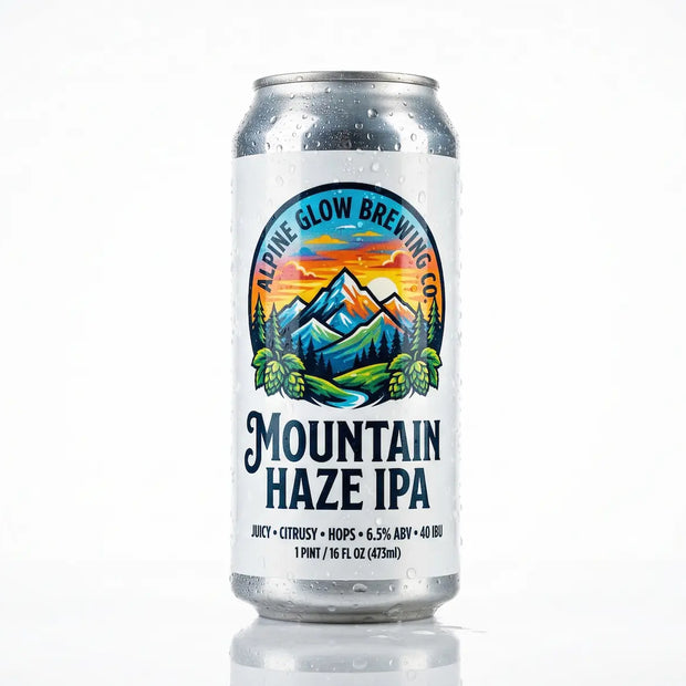 Custom white BOPP roll labels applied to a premium craft beer can, featuring vibrant full-color printing and 100% waterproof protection.