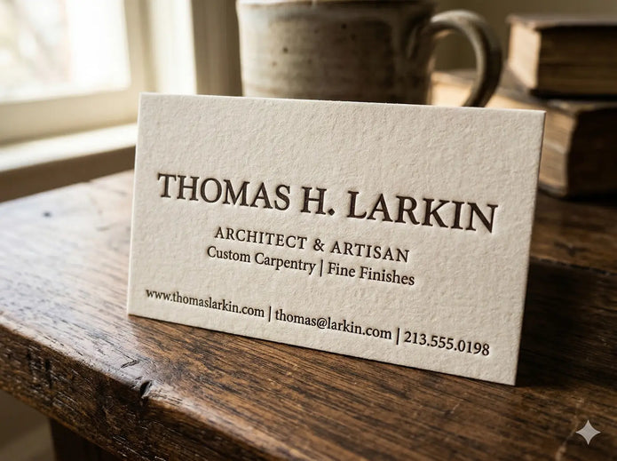 OTTORON BC02 The Artisan Heirloom - Custom 500g Wild Cotton luxury business card featuring industrial precision, Textured Letterpress finish, and premium tactile details.