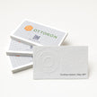 OTTORON BC02 The Artisan Heirloom 500g Luxury Business Card, featuring Blind Deboss, front perspective view.