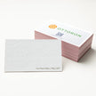 Macro photography of Gold Ink Print applied on OTTORON BC03 The Prism White custom stationery.
