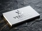 OTTORON BC05 The Fortress White - Custom 600g Bonded White luxury business card featuring industrial precision, Ultra-Thick finish, and premium tactile details.
