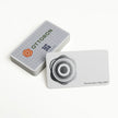 Stack of OTTORON BC07 premium 700g corporate business cards showcasing Bright Silver Foil, Round Corners.