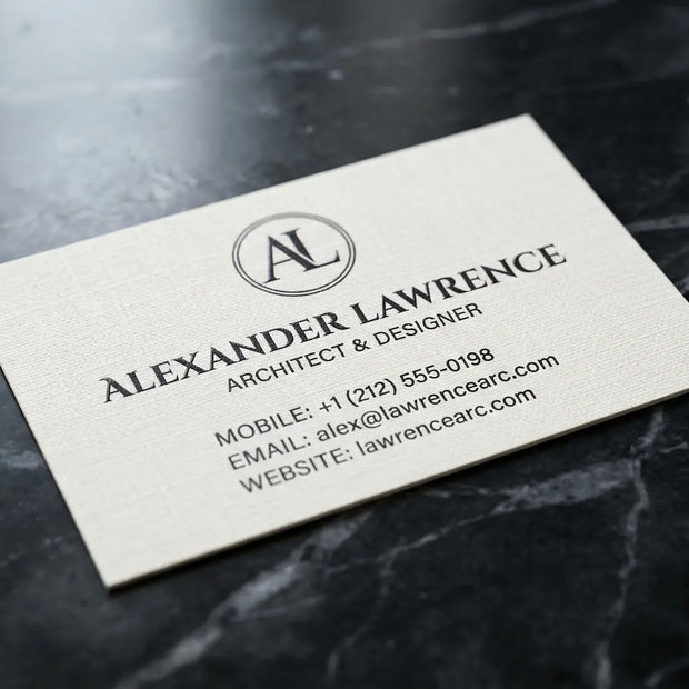 OTTORON BC08 The Precision Matrix - Custom 700g Micro-Textured White luxury business card featuring industrial precision, Textured Letterpress finish, and premium tactile details.