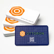 Close-up detail of The Quarry Stone texture on OTTORON BC10 bespoke business card highlighting Round Corners.