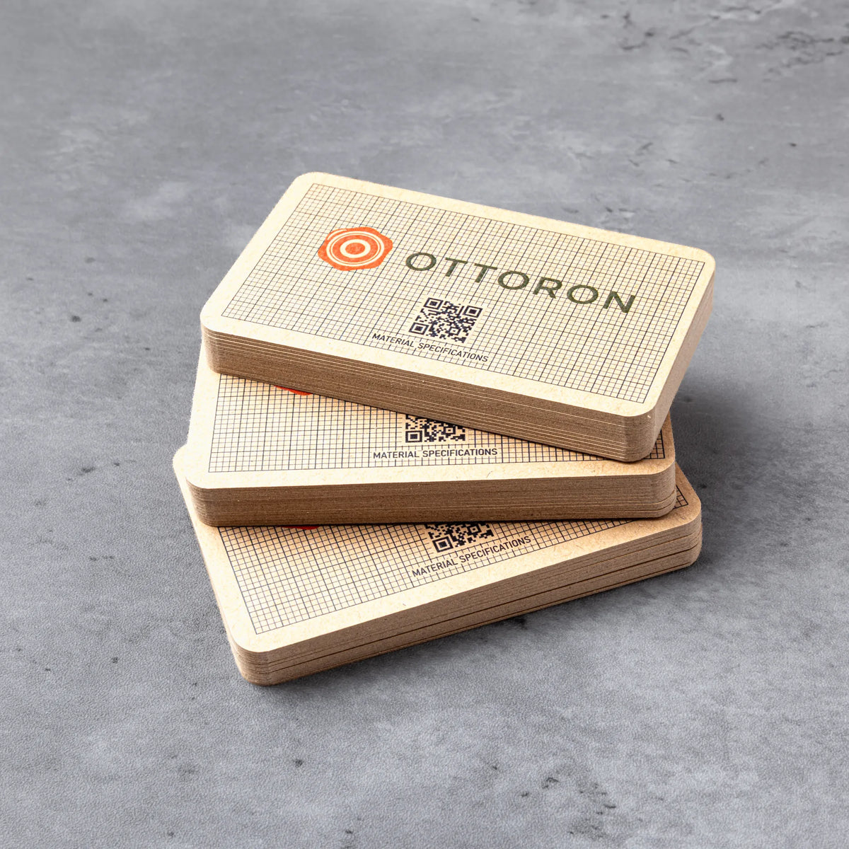 OTTORON BC11 The Raw Industrialist 600g Luxury Business Card, featuring Blind Deboss, Round Corners, front perspective view.