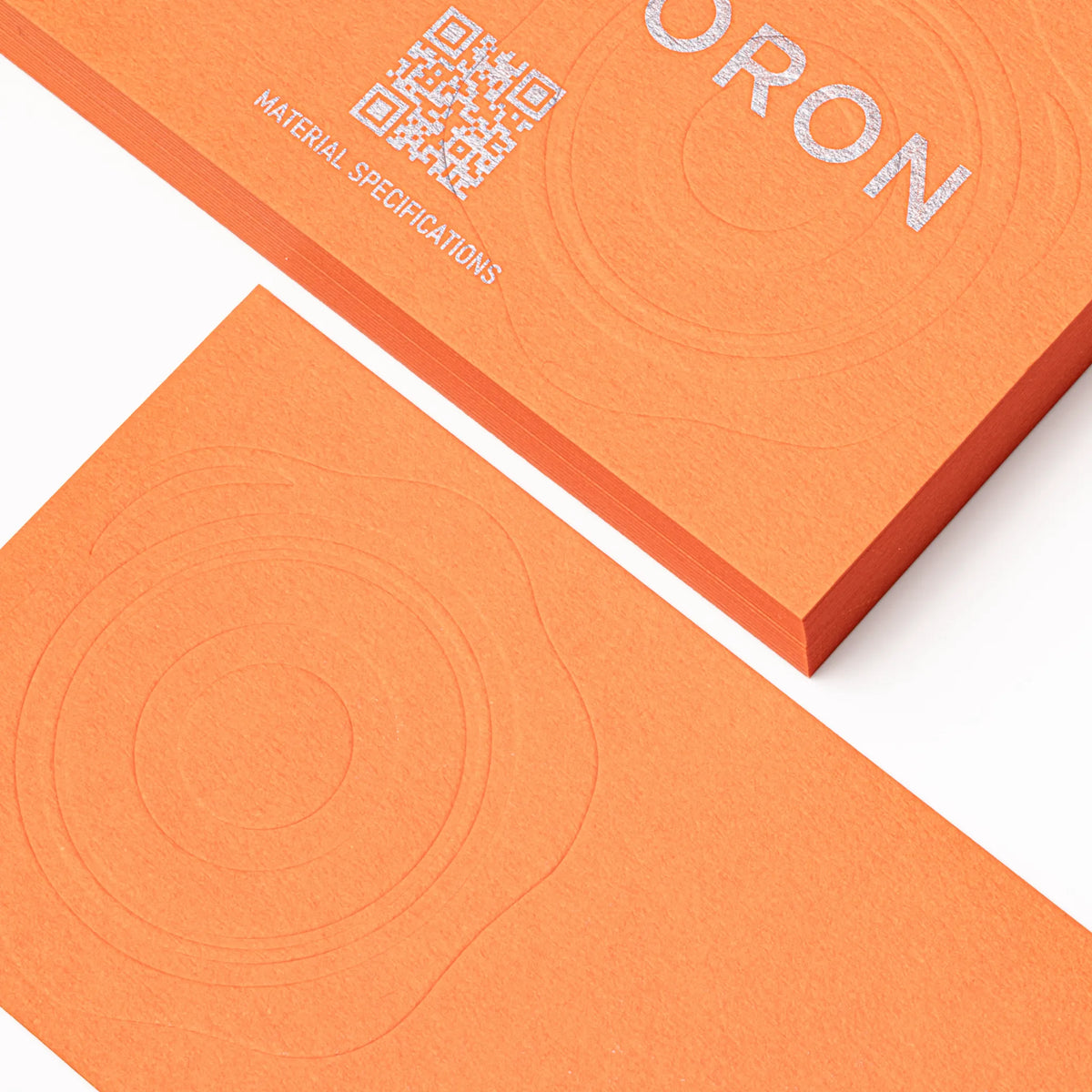 Macro photography of Gold Ink Print applied on OTTORON BC15 The Vermilion Flare custom stationery.