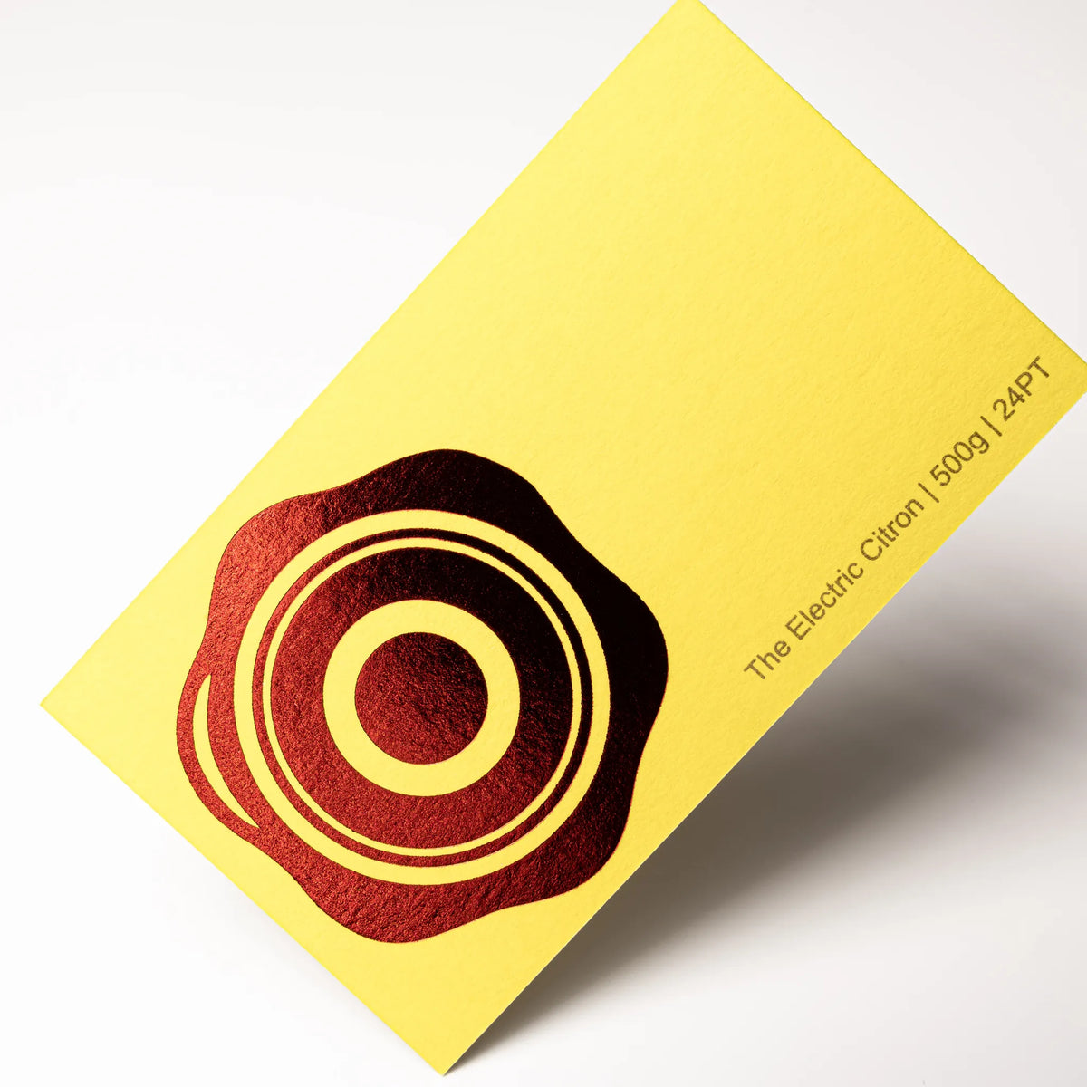 Side profile highlighting the impressive 24PT thickness of OTTORON BC16 The Electric Citron high-end cards.