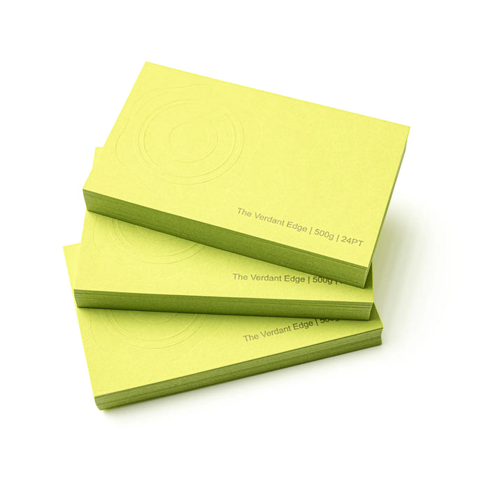 Professional executive desk setting featuring the OTTORON BC17 bespoke The Verdant Edge business card.