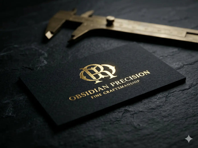OTTORON BC20 The Obsidian Void - Custom 500g Deep Black luxury business card featuring industrial precision, Black Foil Stamped finish, and premium tactile details.