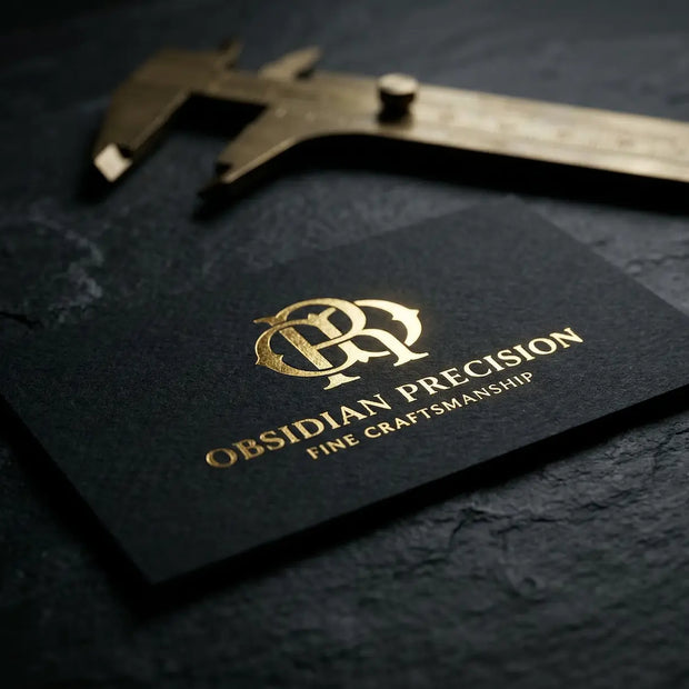 OTTORON BC20 The Obsidian Void - Custom 500g Deep Black luxury business card featuring industrial precision, Black Foil Stamped finish, and premium tactile details.