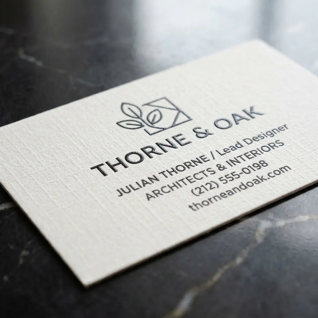 OTTORON BC23 The Matrix Lite - Custom 350g Micro-Textured luxury business card featuring industrial precision, Textured Letterpress finish, and premium tactile details.