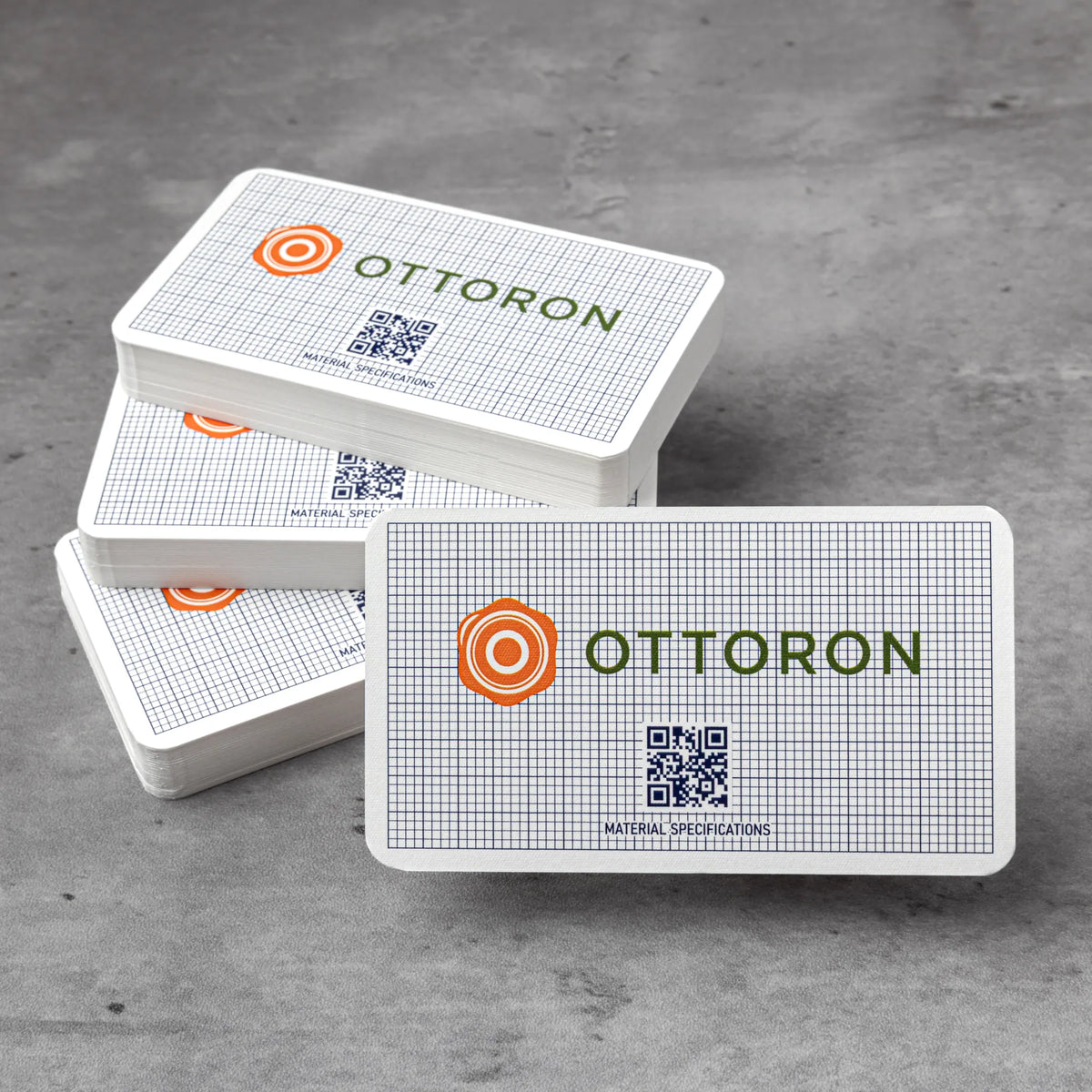 OTTORON BC23 The Matrix Lite 350g Luxury Business Card, featuring Black Foil, Round Corners, Foil Stamping, front perspective view.