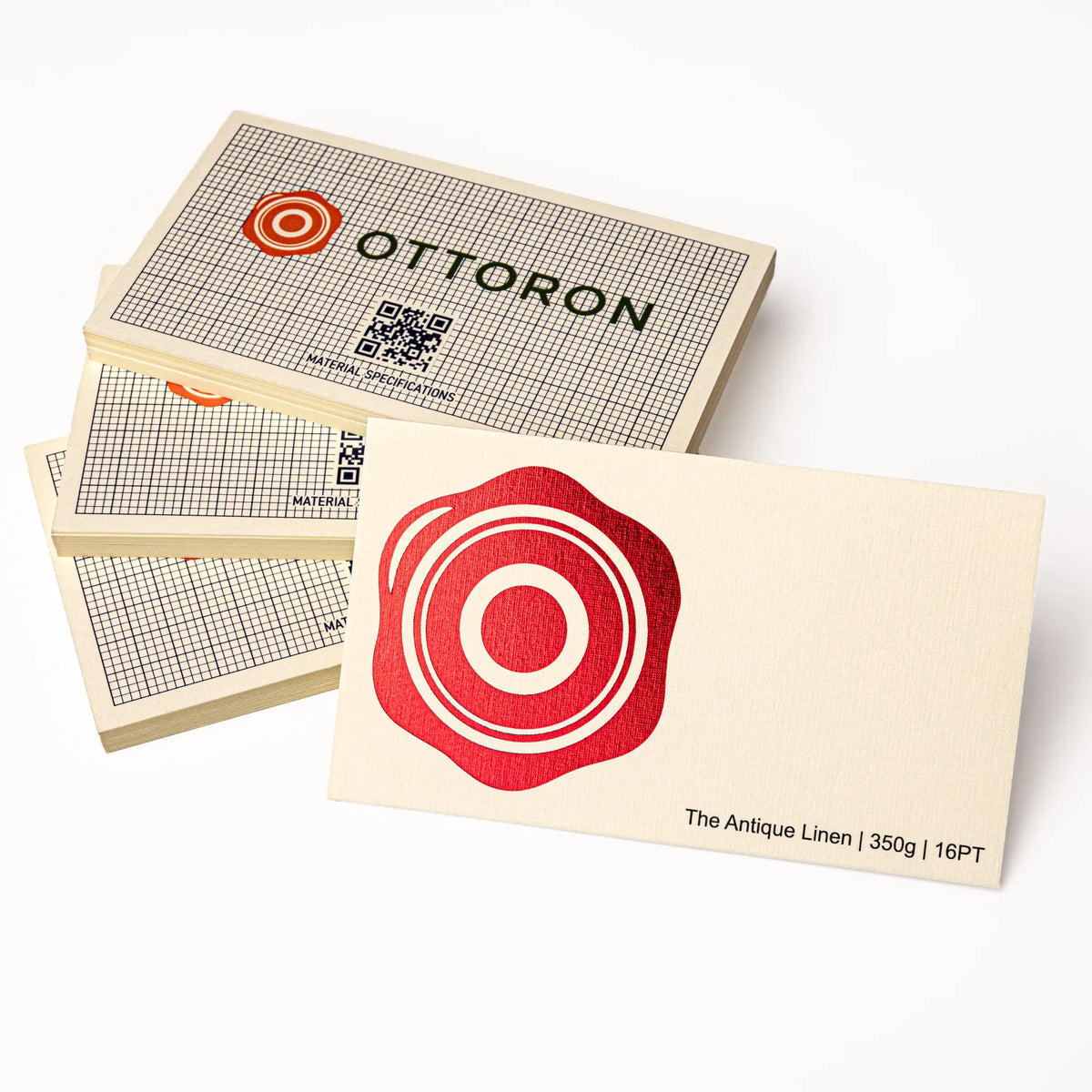 Stack of OTTORON BC24 premium 350g corporate business cards showcasing Foil Stamping.