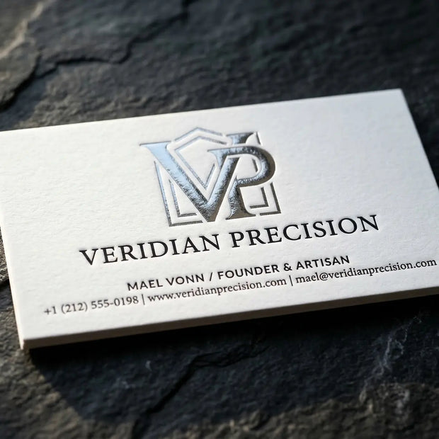 OTTORON BC25 The Ethereal Pure - Custom 350g Smooth White luxury business card featuring industrial precision, Ultra-Thick finish, and premium tactile details.