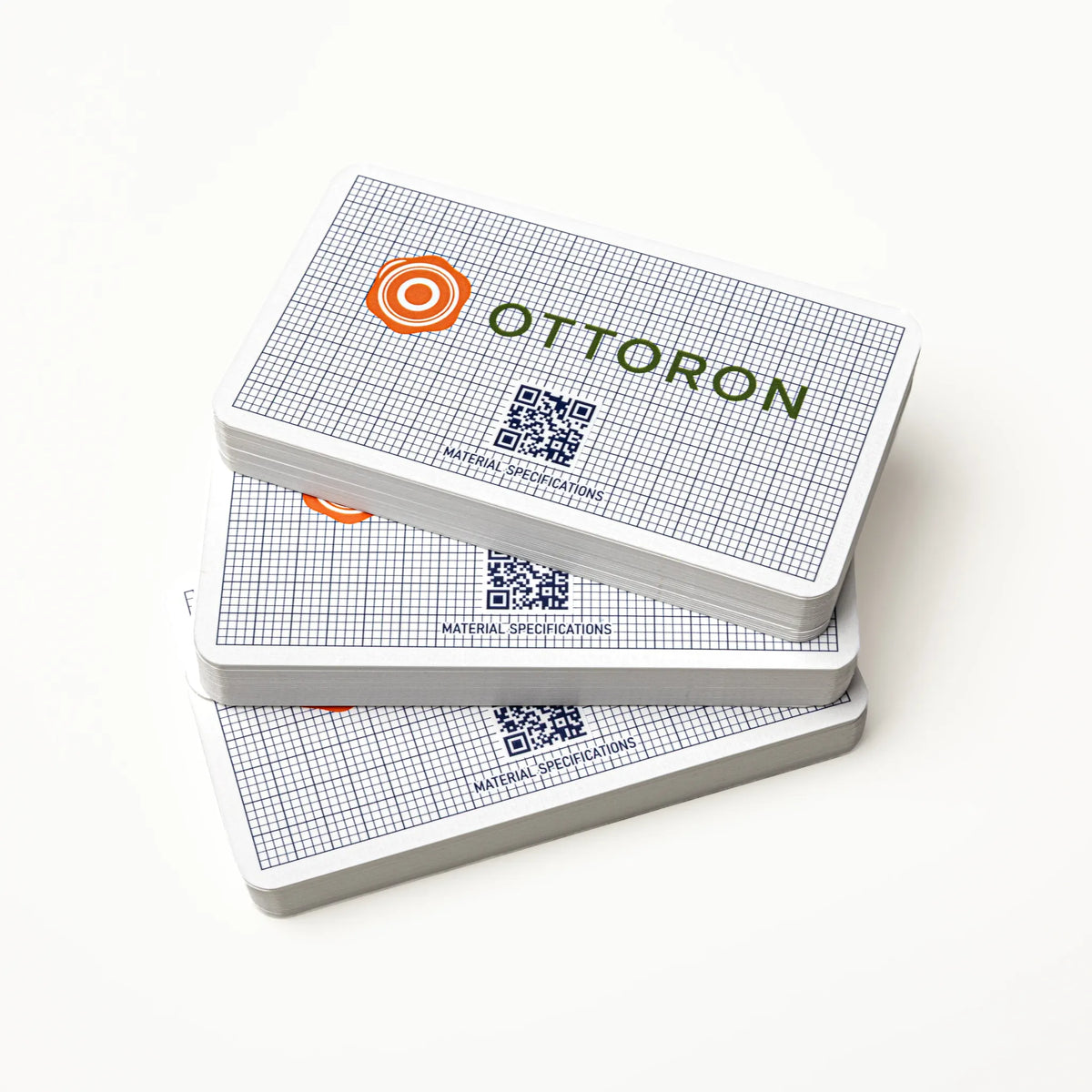 Side profile highlighting the impressive 16PT thickness of OTTORON BC25 The Iron Linen Lite high-end cards.