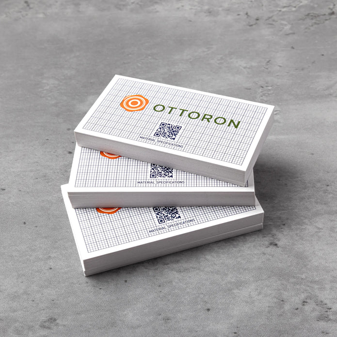 Stack of OTTORON BC28 premium 340g corporate business cards showcasing Black Foil.