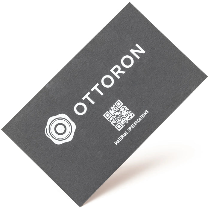 Stack of OTTORON BC30 premium 330g corporate business cards showcasing Gold Ink Print, Blind Deboss.