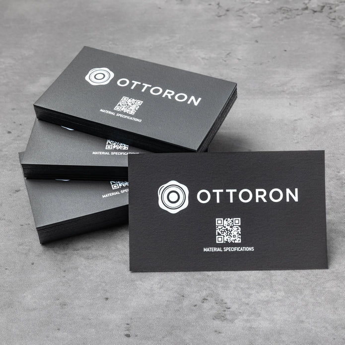 Close-up detail of The Florentine Shadow texture on OTTORON BC30 bespoke business card highlighting Gold Ink Print.