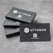 Close-up detail of The Florentine Shadow texture on OTTORON BC30 bespoke business card highlighting Gold Ink Print.