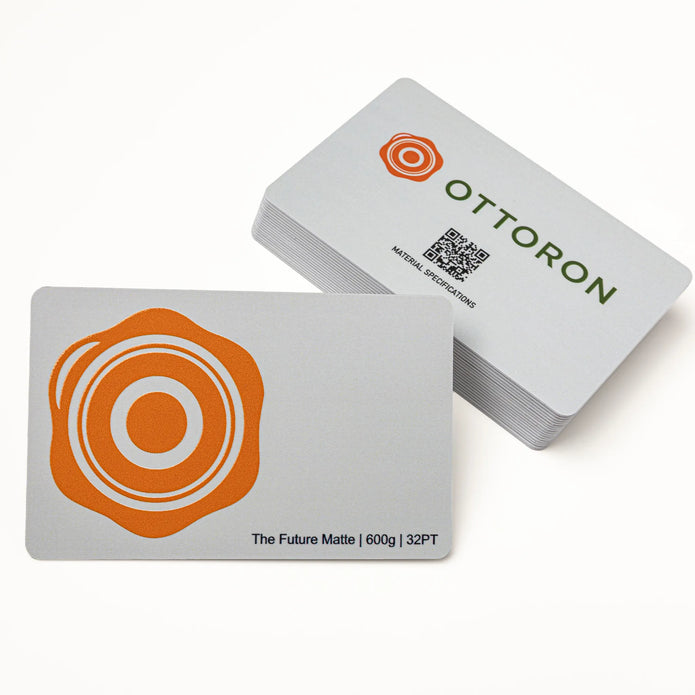 OTTORON BC32 The Future Matte 600g Luxury Business Card, featuring 3D Raised UV, front perspective view.