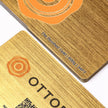 Side profile highlighting the impressive 34PT thickness of OTTORON BC33 The Brushed Gold high-end cards.
