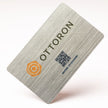 Side profile highlighting the impressive 34PT thickness of OTTORON BC34 The Brushed Silver high-end cards.